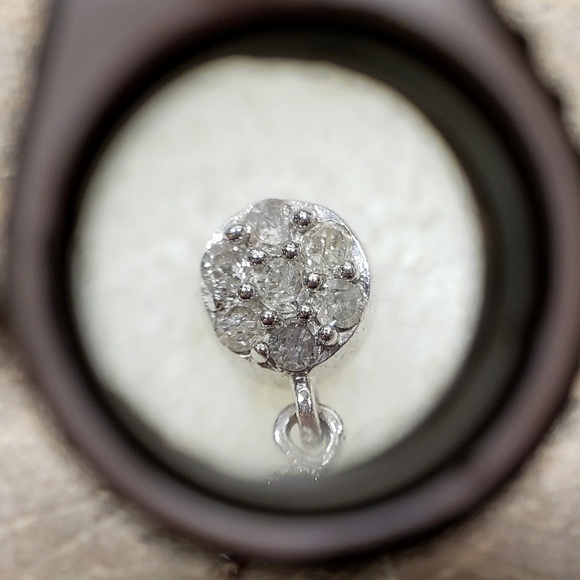 SOLD925 Genuine White & Champagne Diamond Earrings - Picture 3 of 8